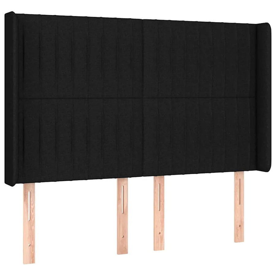 Sommier à lattes de lit matelas et LED Noir 140x200 cm Tissu - 7