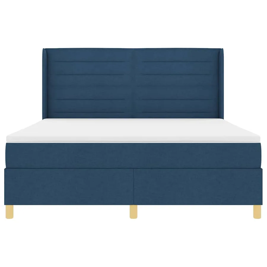 Lit à ressorts avec matelas Bleu 180 x 200 cm tissu - 6