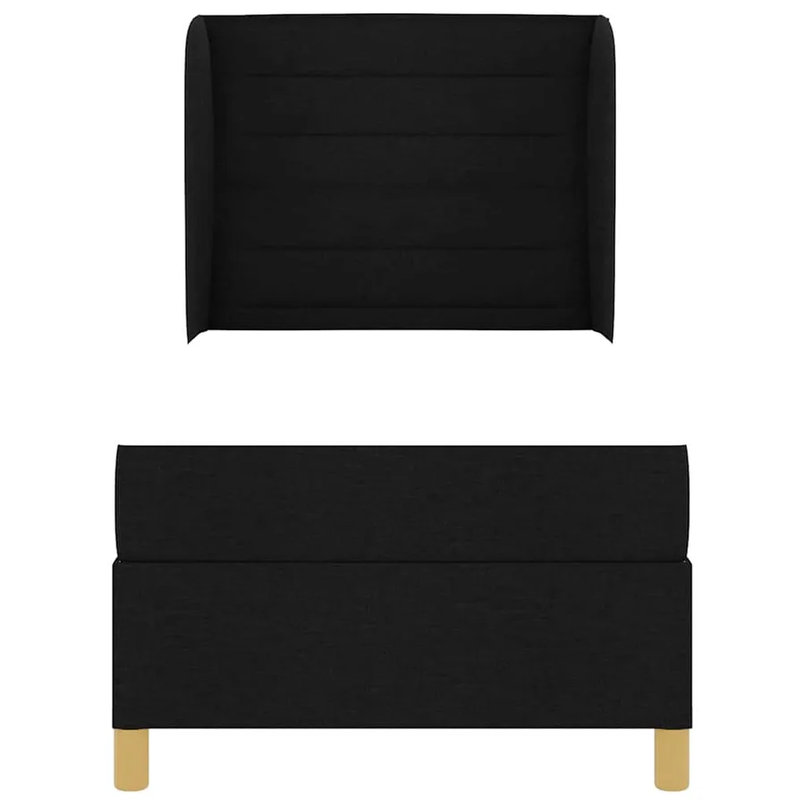 Lit à ressorts avec matelas Noir 190 x 90 cm tissu - 7
