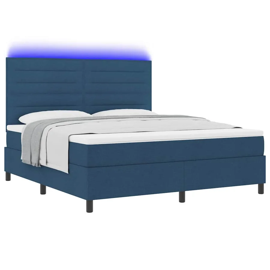 Lit à ressorts avec matelas avec LED Bleu 180 x 200 cm tissu - 3