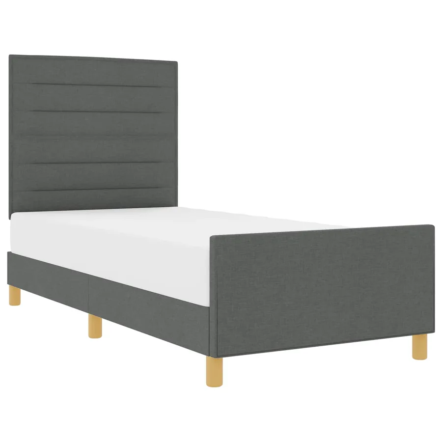 Cadre de lit avec tête de lit Gris foncé 90 x 190 cm tissu - 2