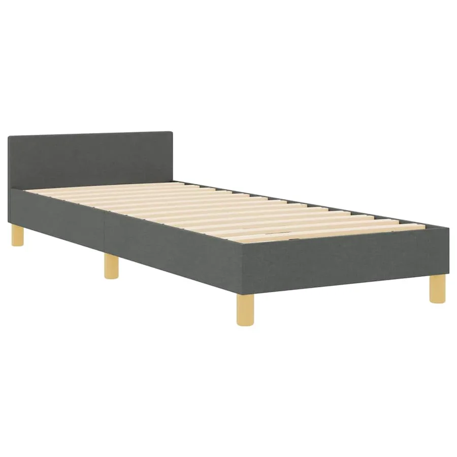 Cadre de lit avec tête de lit Gris foncé 90 x 190 cm tissu - 5