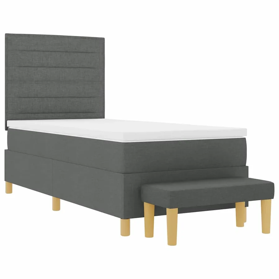 Lit à ressorts avec tête de lit Gris foncé 200 x 90 cm tissu - 7