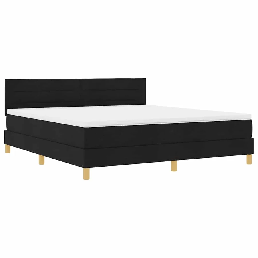 Lit à ressorts avec coussin Noir 180 x 200 cm tissu - 4