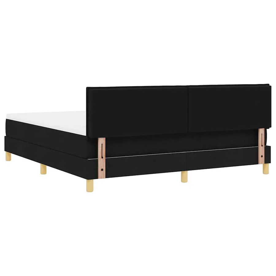 Lit à ressorts avec coussin Noir 180 x 200 cm tissu - 9