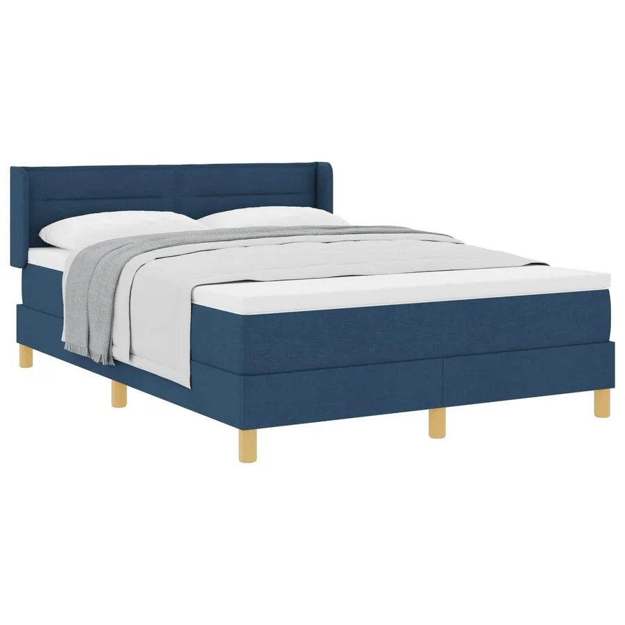 Lit à ressorts avec matelas Bleu 200 x 140 cm tissu - 2