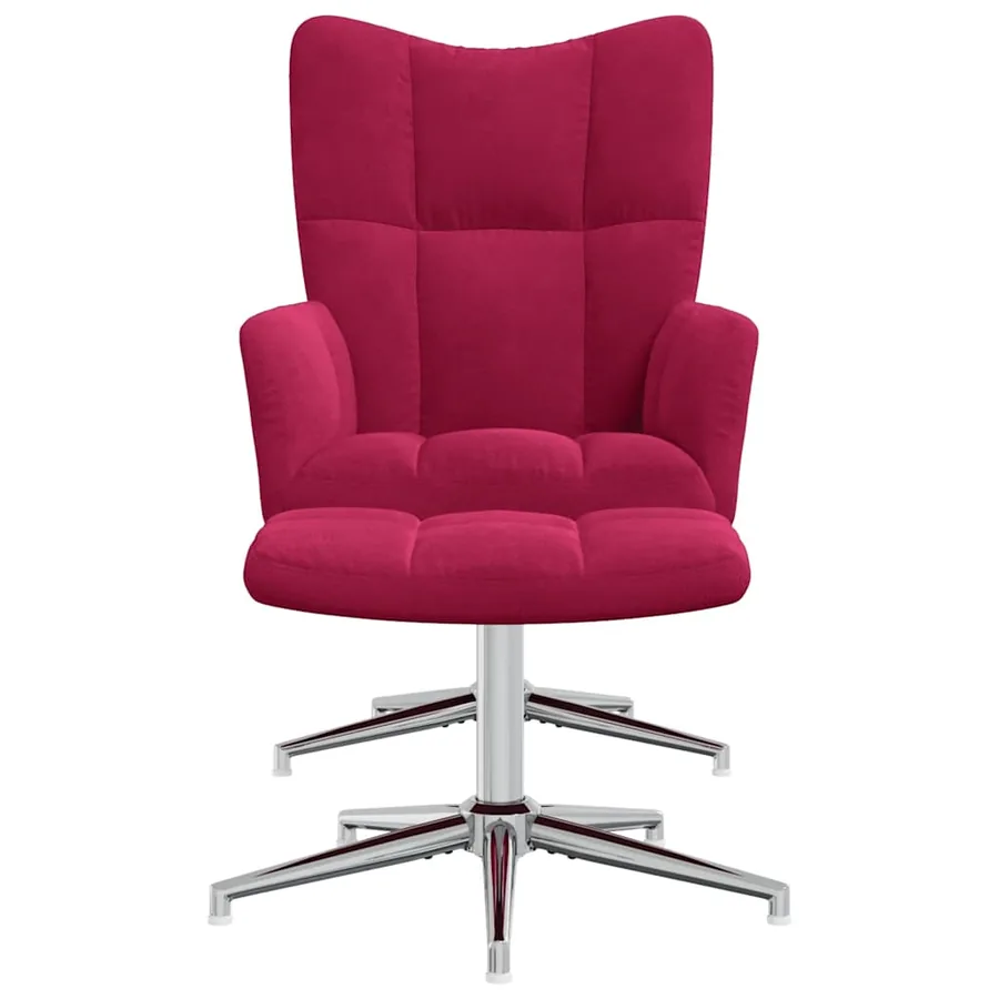 Chaise de relaxation avec tabouret Rouge bordeaux Velours - 3