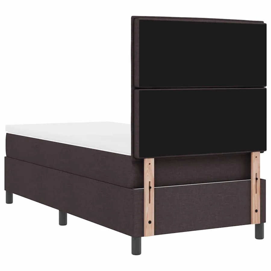 Lit à ressorts avec matelas Marron foncé 100 x 200 cm tissu - 10