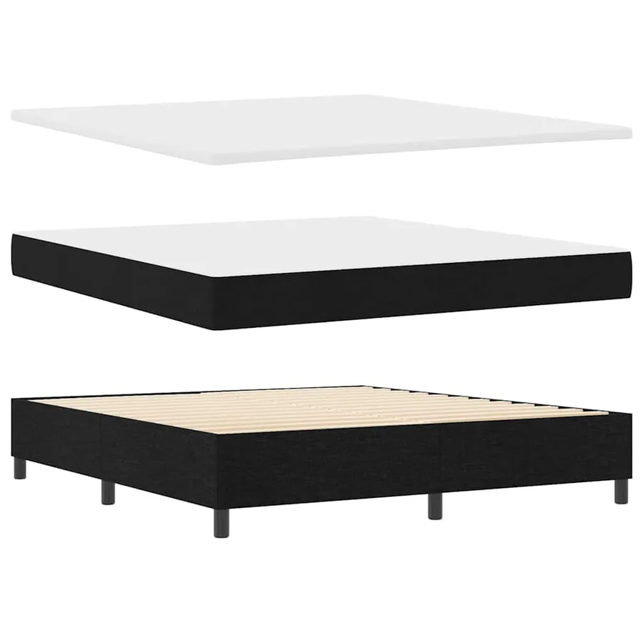 Lit à ressorts avec matelas Noir 180 x 200 cm tissu - 6