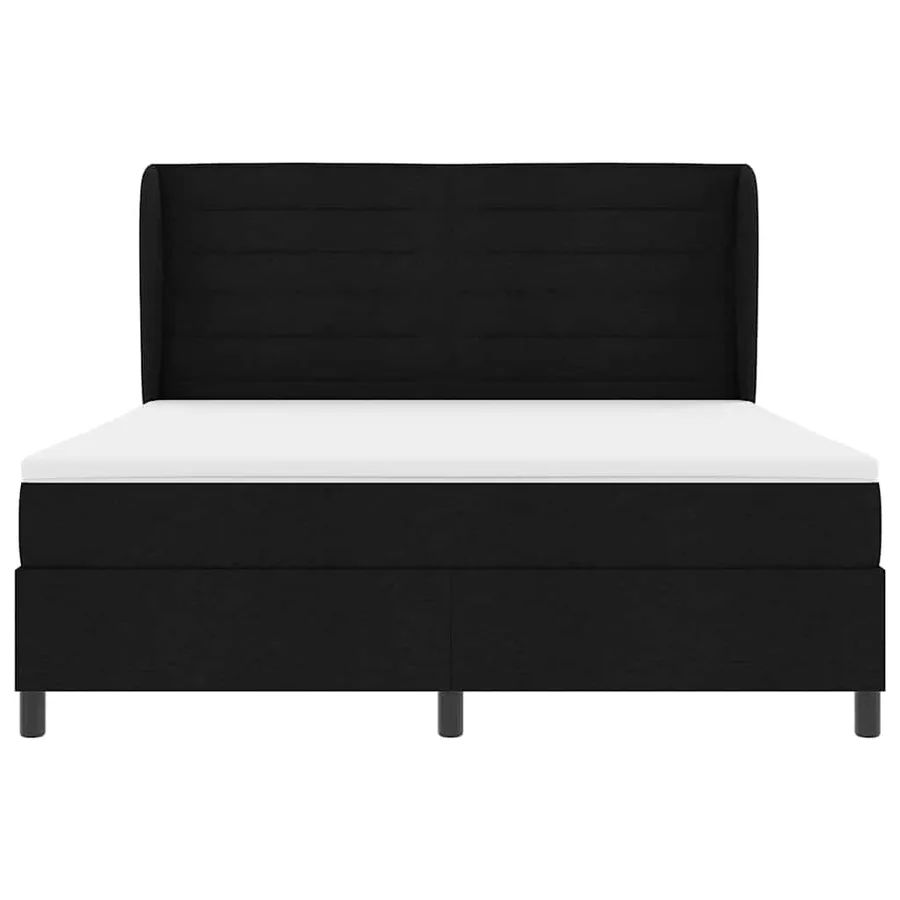 Lit à ressorts avec matelas Noir 180 x 200 cm tissu - 7