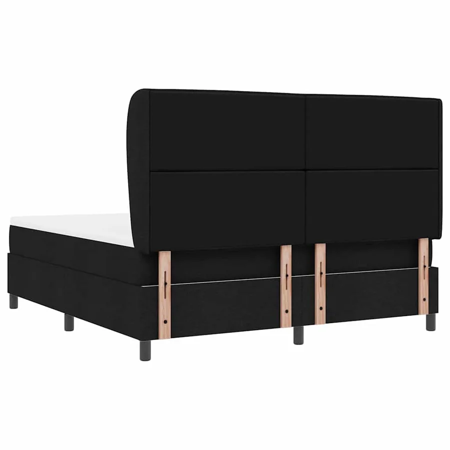 Lit à ressorts avec matelas Noir 180 x 200 cm tissu - 9