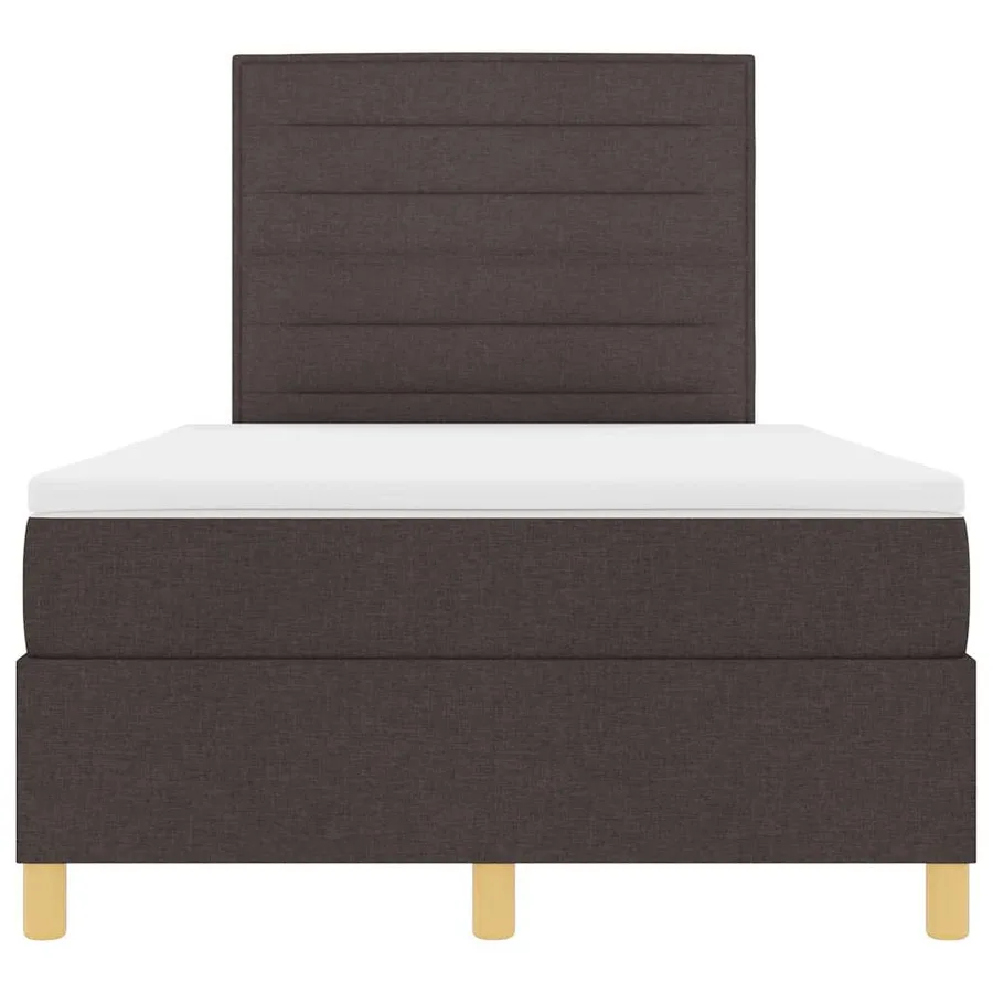 Lit à ressorts avec matelas Marron foncé 120 x 200 cm tissu - 7