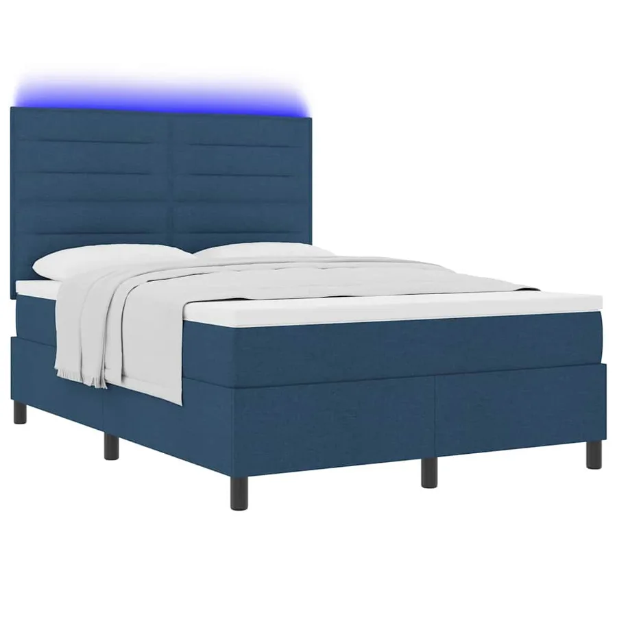 Lit à ressorts avec matelas avec LED Bleu 140 x 200 cm tissu - 3