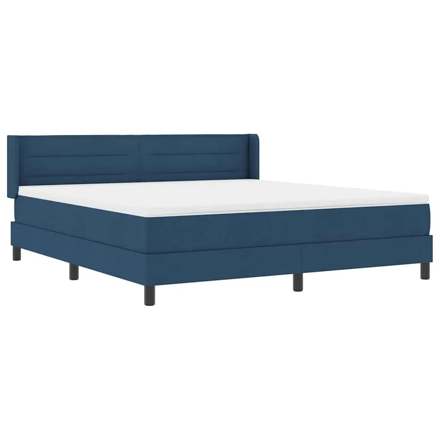 Lit à ressorts avec tête de lit Bleu 200 x 180 cm tissu - 6