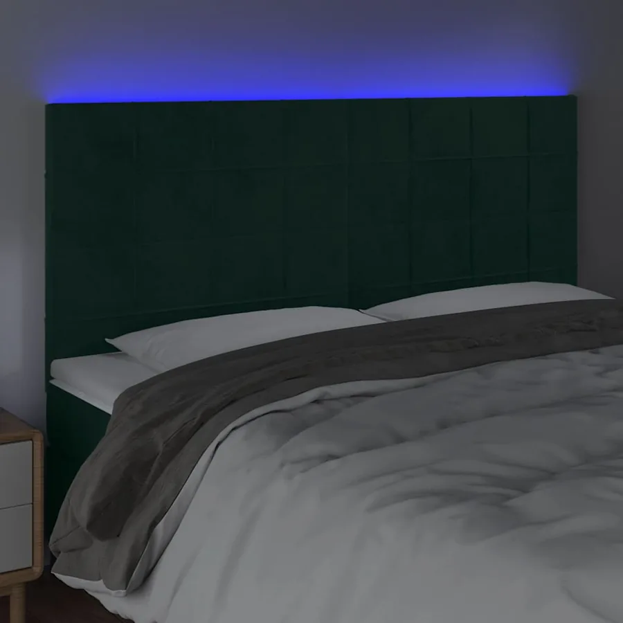Tête de lit à LED Vert foncé 200x5x118/128 cm Velours - 3