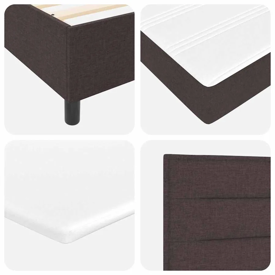 Lit à ressorts avec matelas Marron foncé 100 x 200 cm tissu - 10