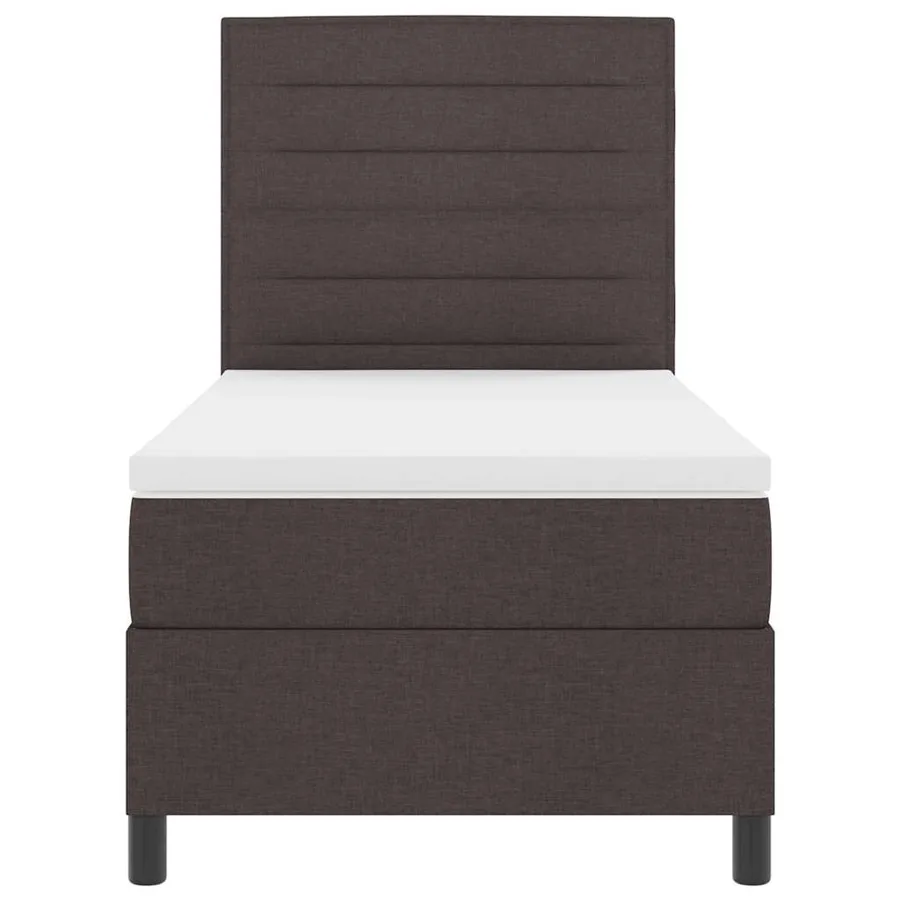 Lit à ressorts avec matelas Marron foncé 100 x 200 cm tissu - 7
