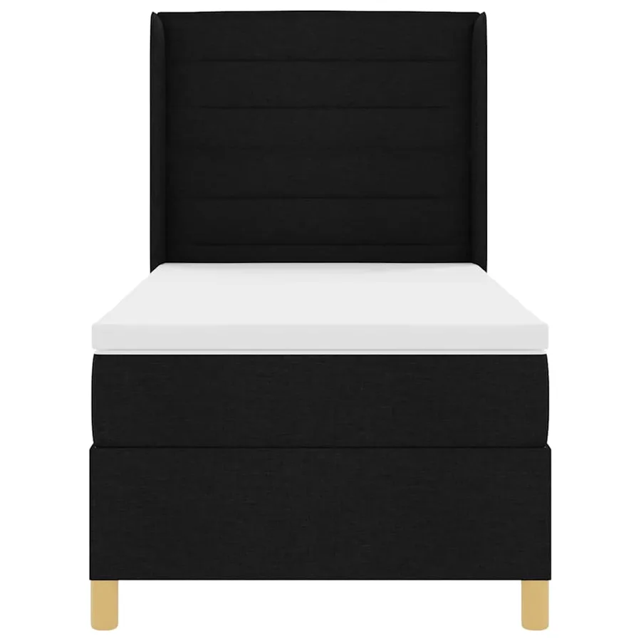 Lit à ressorts avec matelas Noir 90 x 190 cm tissu - 7