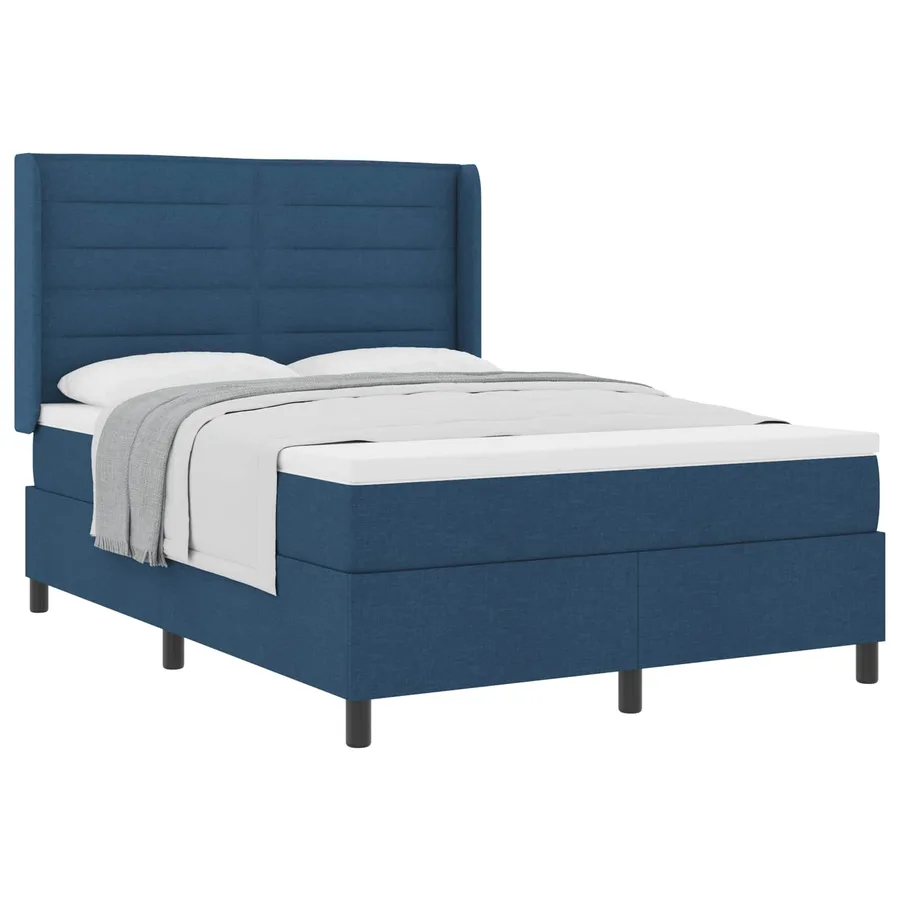 Lit à ressorts avec matelas Bleu 200 x 140 cm tissu - 2