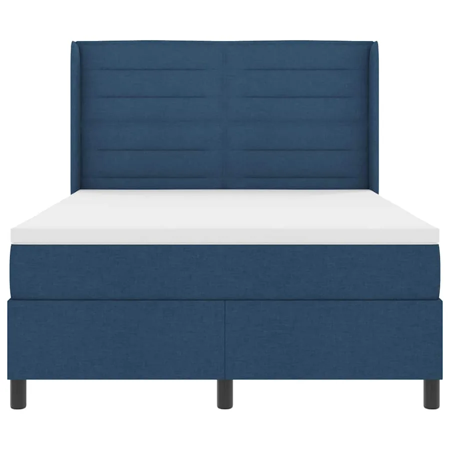 Lit à ressorts avec matelas Bleu 200 x 140 cm tissu - 7