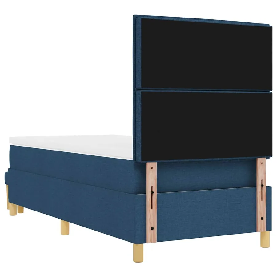 Lit à ressorts avec tête de lit Bleu 200 x 90 cm tissu - 8