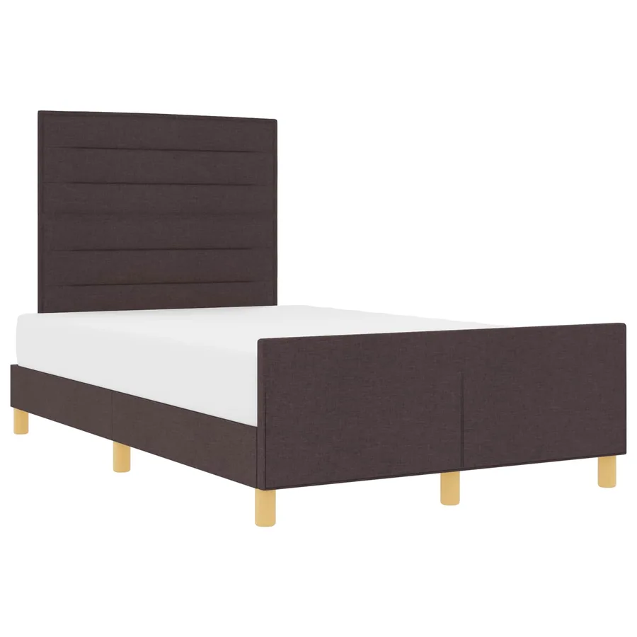 Cadre de lit avec tête de lit Marron foncé 120 x 190 cm tissu - 2