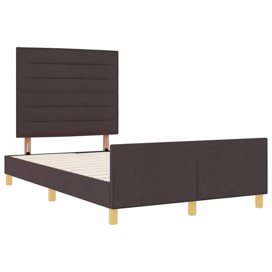 Cadre de lit avec tête de lit Marron foncé 120 x 190 cm tissu - 4