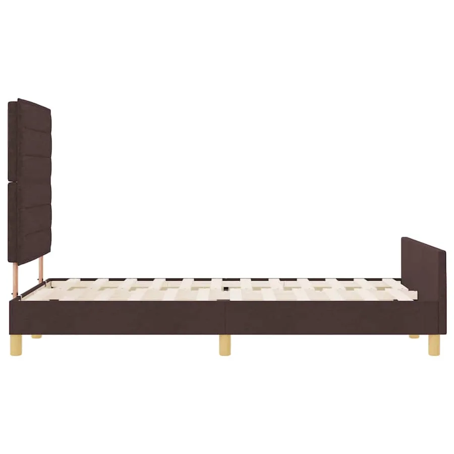 Cadre de lit avec tête de lit Marron foncé 120 x 190 cm tissu - 7