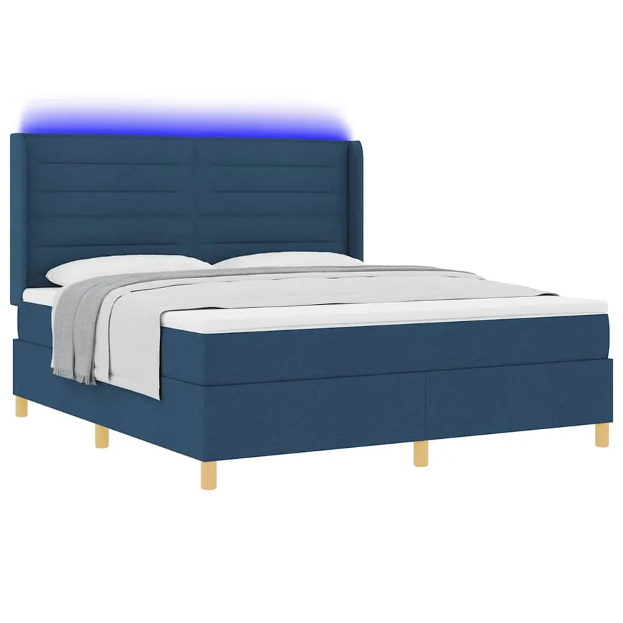Lit à ressorts avec bandes LED Bleu 180 x 200 cm tissu - 3