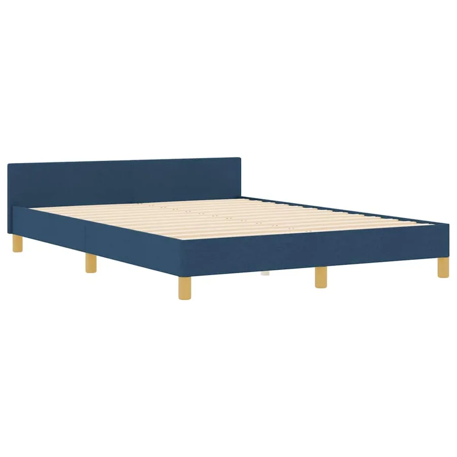 Cadre de lit avec tête de lit Bleu 140 x 200 cm tissu - 5