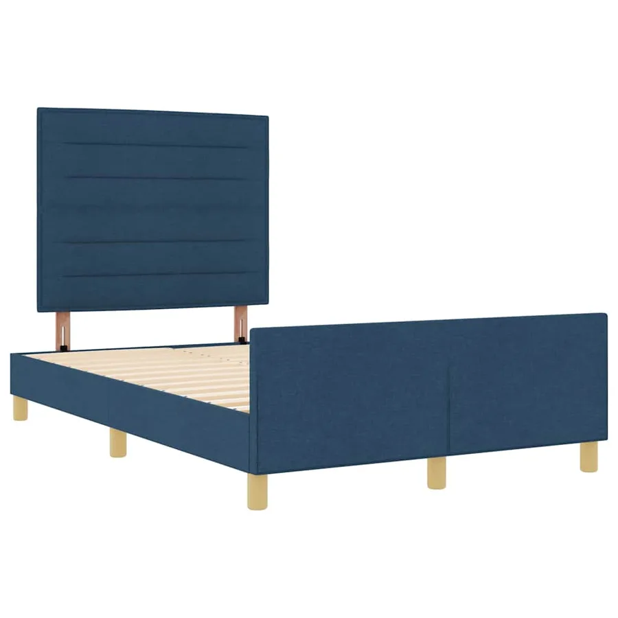 Cadre de lit avec tête de lit Bleu 140 x 200 cm tissu - 6