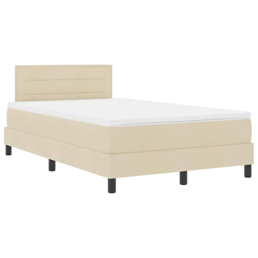 Lit à ressorts avec matelas avec LED Crème 120 x 190 cm tissu - 2