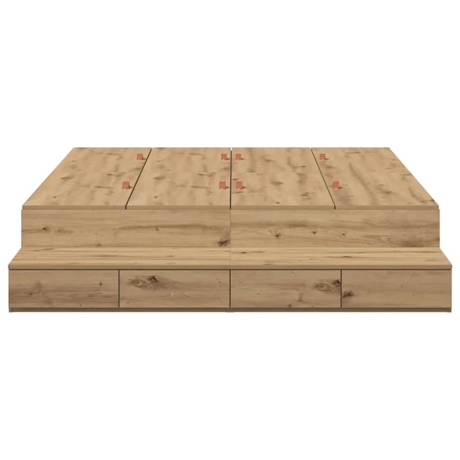 Cadre de lit avec rangement avec tiroir Chêne artisanal 150 cm - 6
