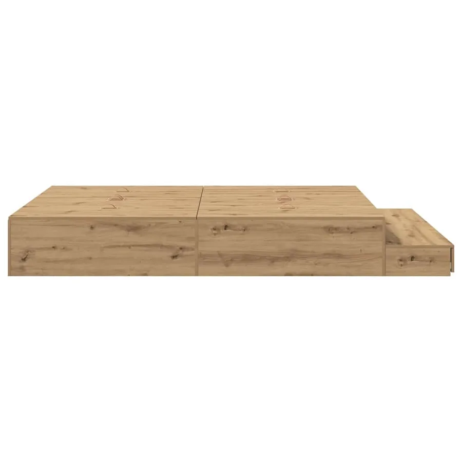 Cadre de lit avec rangement avec tiroir Chêne artisanal 150 cm - 7