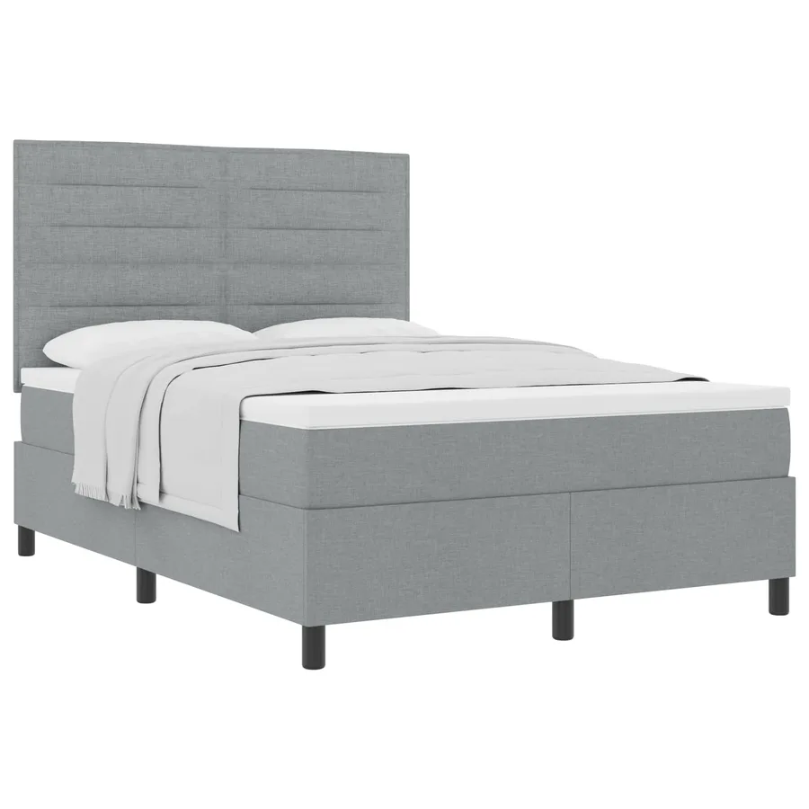 Lit à ressorts avec matelas Gris clair 160 x 200 cm tissu - 2