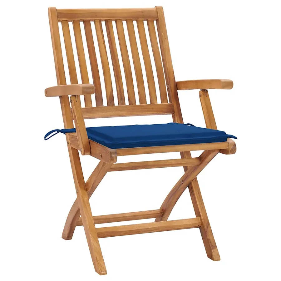 Chaises pliables de jardin avec coussins lot de 8 Teck solide - 2