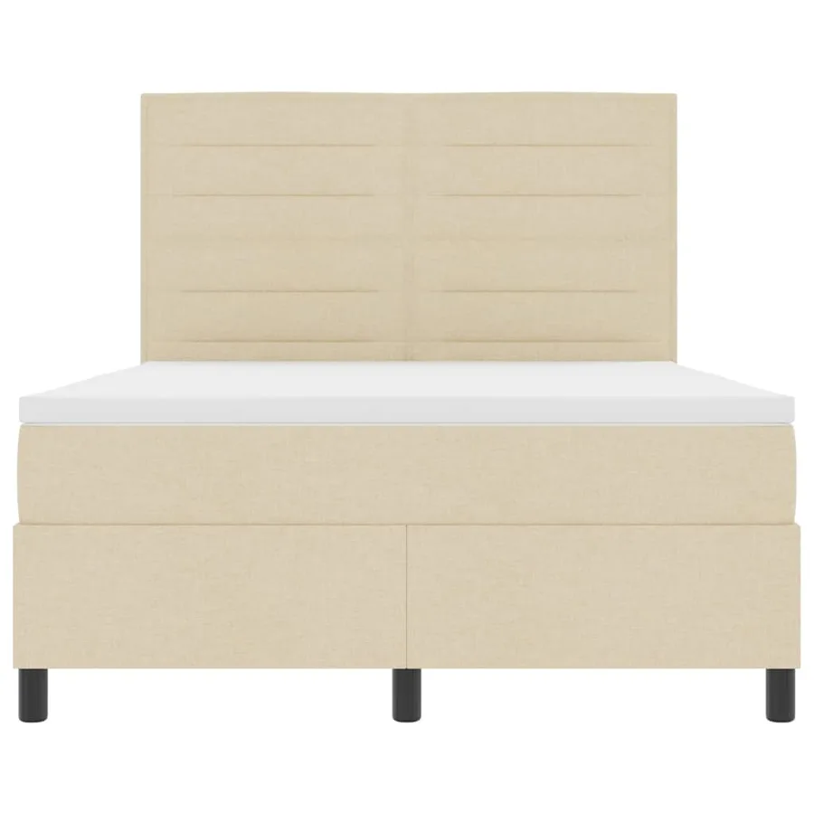 Lit à ressorts avec matelas Crème 140 x 200 cm tissu - 7