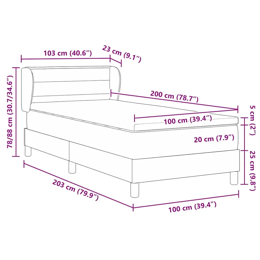 Lit à ressorts avec matelas Crème 100 x 200 cm tissu - 11