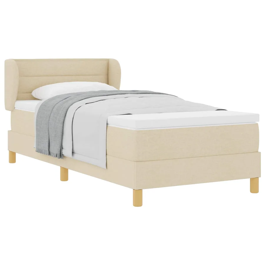 Lit à ressorts avec matelas Crème 100 x 200 cm tissu - 2