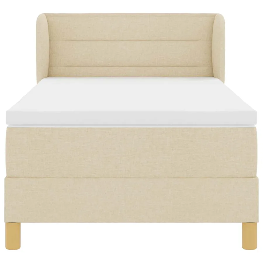 Lit à ressorts avec matelas Crème 100 x 200 cm tissu - 6