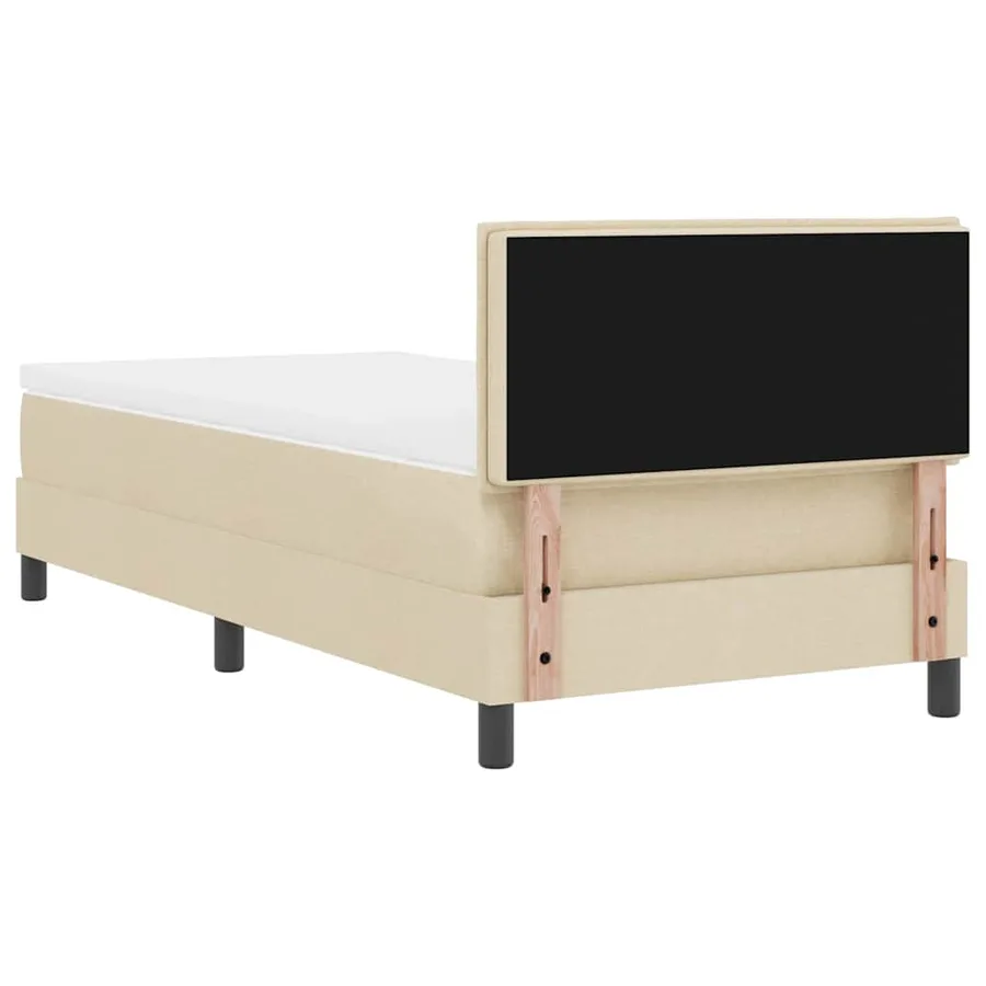 Lit à ressorts avec tête de lit Crème 100 x 200 cm tissu - 9