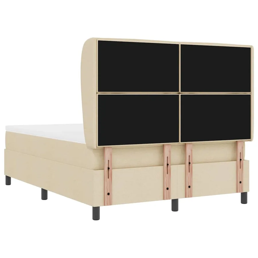 Lit à ressorts avec matelas Crème 140 x 190 cm tissu - 9