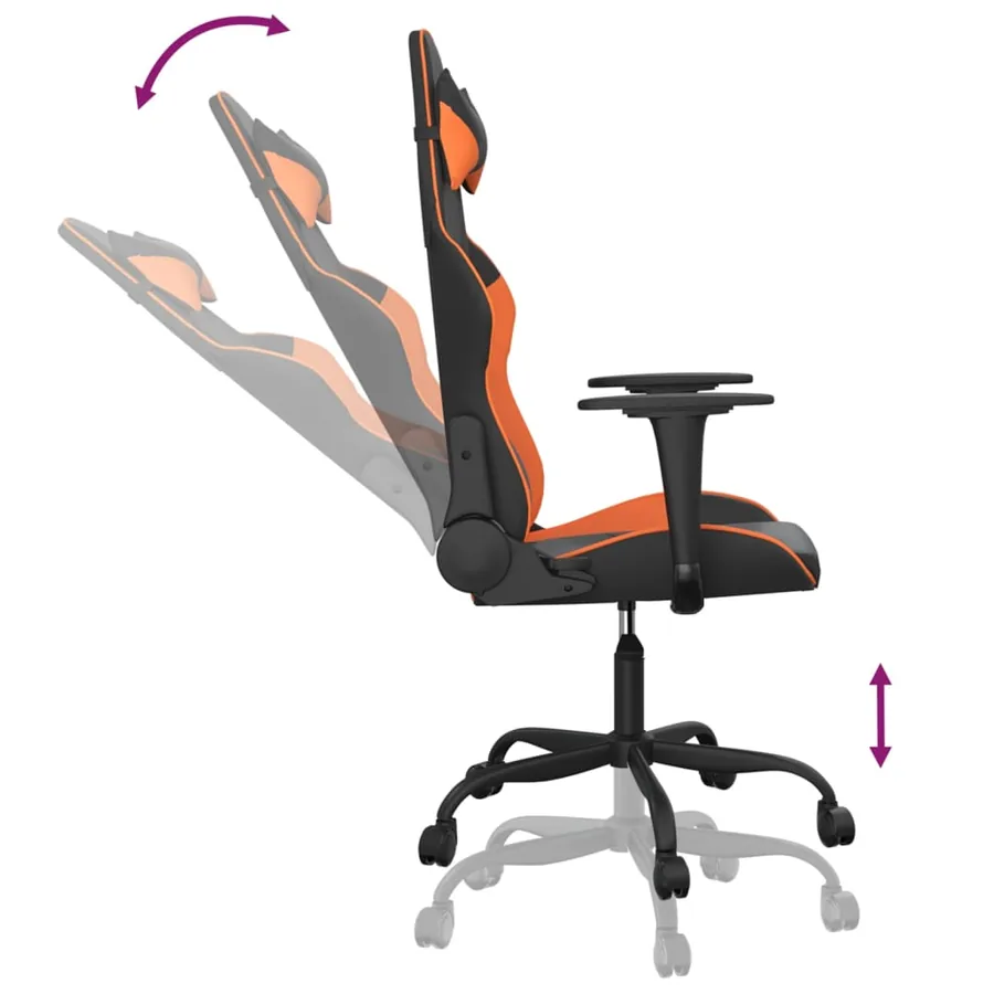 Chaise de jeu de massage Noir et orange Similicuir - 6
