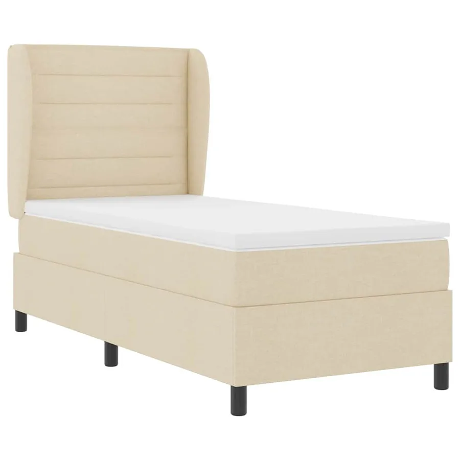 Lit à ressorts avec matelas Crème 100 x 200 cm tissu - 5