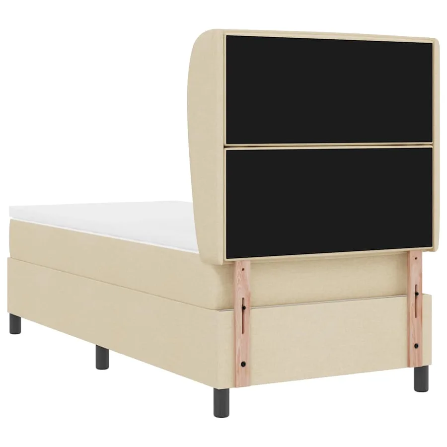 Lit à ressorts avec matelas Crème 100 x 200 cm tissu - 9