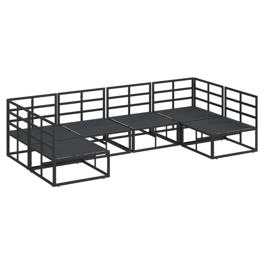 Ensemble de canapé de jardin avec coussin 6 pcs Noir Aluminium - 7