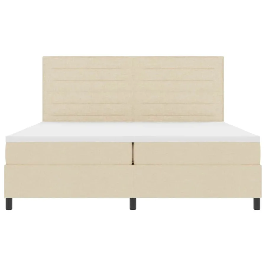 Lit à ressorts avec matelas Crème 200 x 200 cm tissu - 6