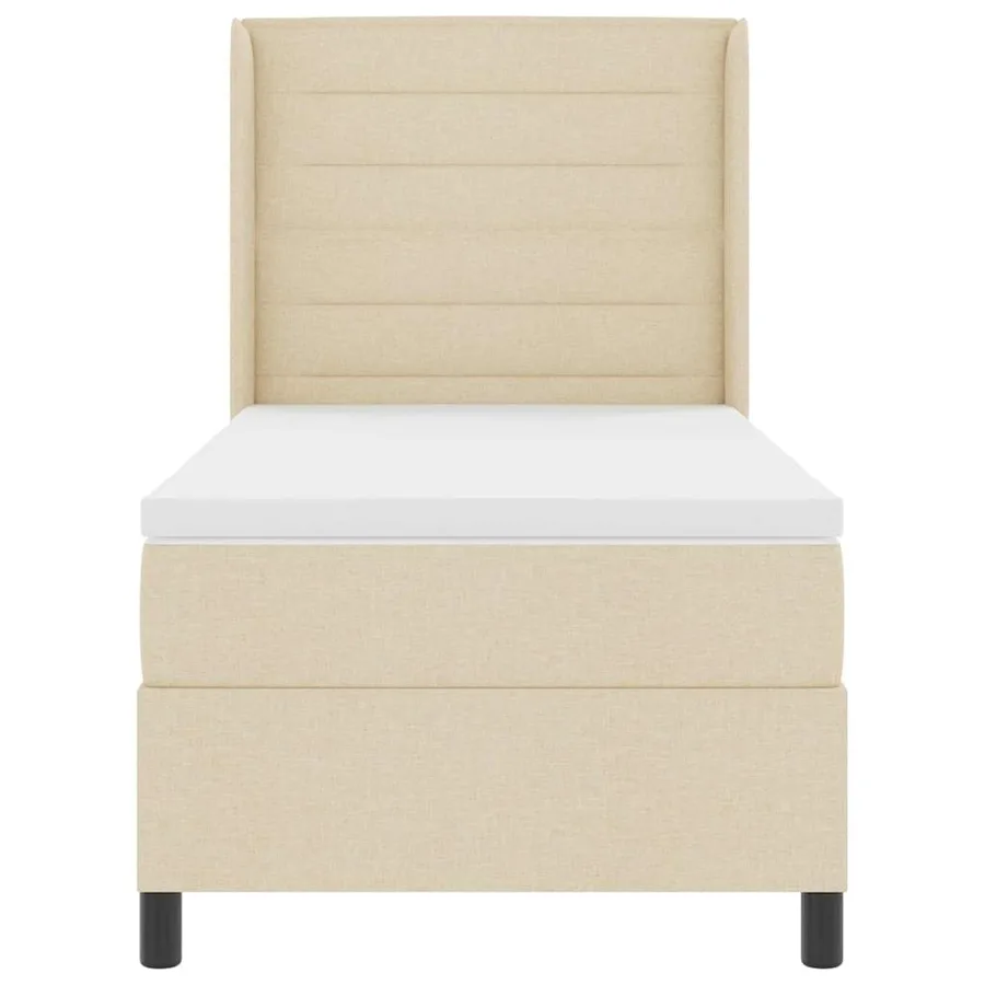 Lit à ressorts avec matelas Crème 200 x 100 cm tissu - 7