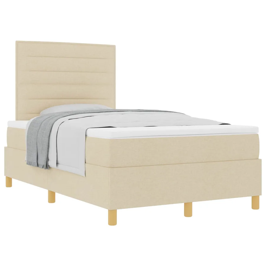 Lit à ressorts avec matelas Crème 120 x 200 cm tissu - 2