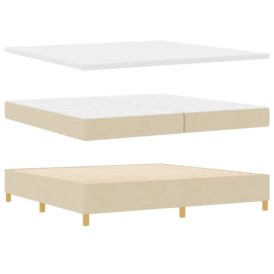 Lit à ressorts avec matelas Crème 200 x 200 cm tissu - 6